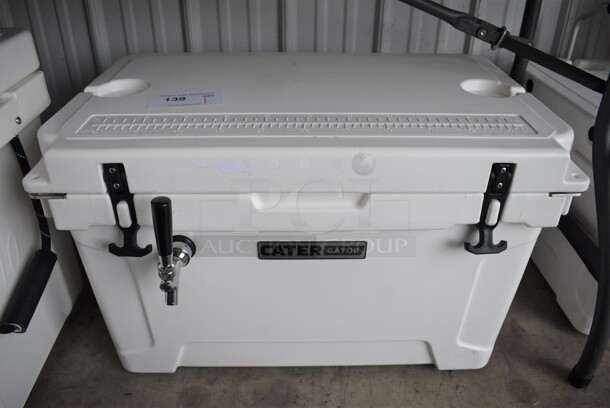 BRAND NEW! CaterGator JB45WH White 1 Faucet 47 Qt. Insulated Jockey Box with 120 ft. Coil. 27x18x17