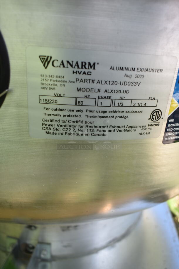 BRAND NEW SCRATCH AND DENT! Canarm ALX120-UD Metal Commercial Rooftop Mushroom Exhaust Fan. 115/230 Volts, 1 Phase. - Image 3 of 3