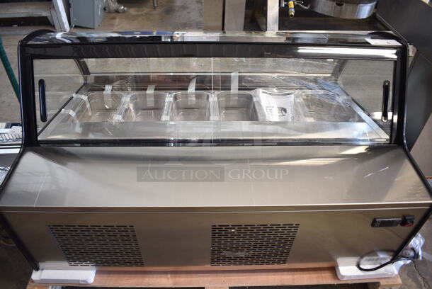 BRAND NEW SCRATCH AND DENT! KoolMore KM-CGD-6P Stainless Steel Commercial Countertop Gelato Display Case With 6 Pans And Built-In Glass Sneeze Guard. 110-120 Volts, 1 Phase. Tested and Working! - Image 4 of 7