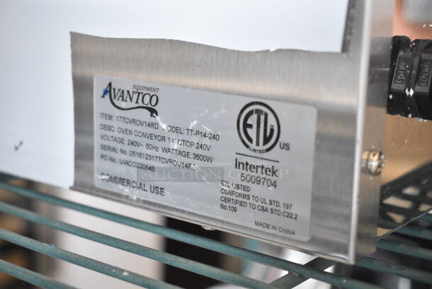BRAND NEW SCRATCH AND DENT! Avantco TT-P14-240 Stainless Steel Commercial Countertop Electric Powered Conveyor Pizza Oven. 240 Volts, 1 Phase.  - Image 7 of 7