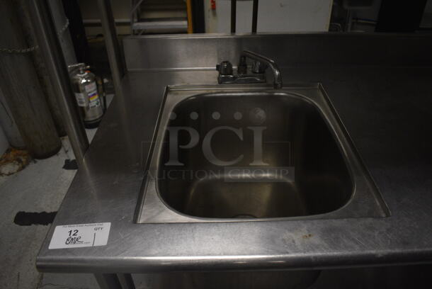 Stainless Steel Single Bay Sink w/ Faucet, Handles, Back Splash and Under Shelf. 48x30x39. BUYER MUST REMOVE. (kitchen) - Image 2 of 6