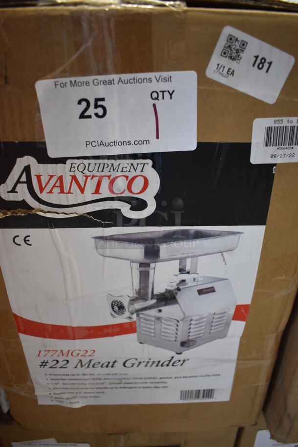 BRAND NEW SCRATCH AND DENT! Avantco Model MG22 Stainless Steel Commercial Countertop #22 Meat Grinder w/ Tray. 110 Volts, 1 Phase. 10x17.5x20 - Image 6 of 6