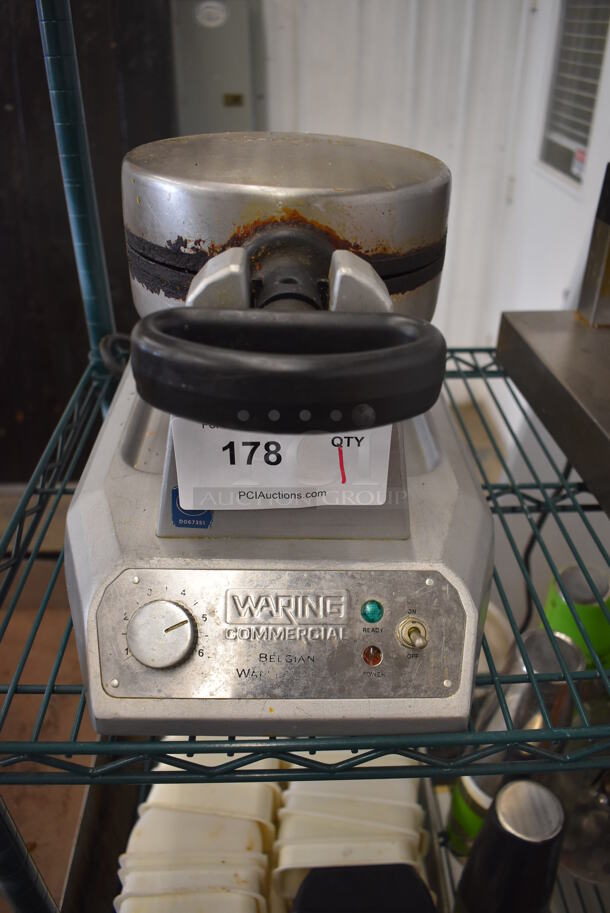 Waring WW180 Metal Countertop Rotary Waffle Maker. 120 Volts, 1 Phase. 9.5x17x9.5. Tested and Working!