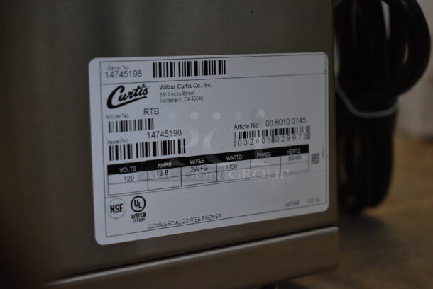 BRAND NEW SCRATCH AND DENT! Curtis RTB Stainless Steel Commercial Countertop Iced Tea Machine w/ Poly Brew Basket. 120 Volts, 1 Phase. Tested and Working! - Image 9 of 10