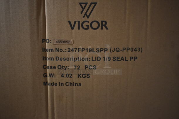 Box of 72 BRAND NEW! Vigor 247FP19LSPP Poly 1/9 Size Drop In Bin Translucent Polypropylene Secure Sealing Lid. - Image 3 of 4