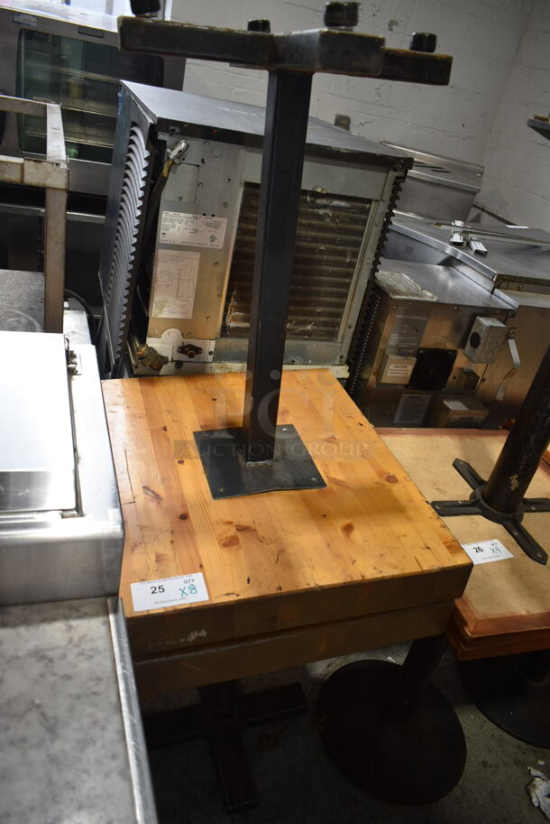 8 Butcher Board Wooden Dining Height Table on Black Metal Table Base. 8 Times Your Bid! - Image 3 of 8