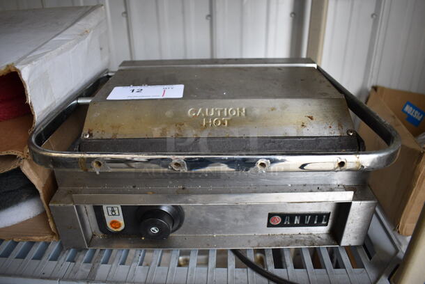Anvil Stainless Steel Commercial Countertop Electric Powered Panini Press. 115 Volts, 1 Phase. 16x14x7.5