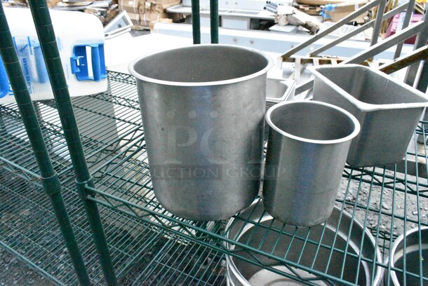 Green Finish 5 Tier Wire Shelving Unit on Commercial Casters w/ Contents Including Stainless Steel Cylindrical Bins. BUYER MUST DISMANTLE. PCI CANNOT DISMANTLE FOR SHIPPING. PLEASE CONSIDER FREIGHT CHARGES.  - Image 8 of 10