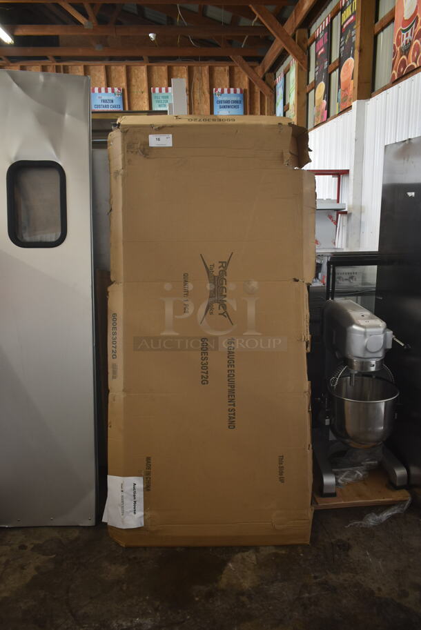 BRAND NEW SCRATCH AND DENT! Regency 600ES3072G 16-Gauge Stainless Steel Commercial Work Table with 4" Backsplash and Undershelf. Stock Picture Used as Gallery. - Image 2 of 7