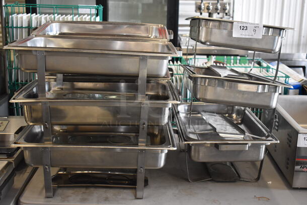 ALL ONE MONEY! Lot of 9 Metal Chafing Dishes w/ Drop In and Lid. 14x24x9 - Image 2 of 7