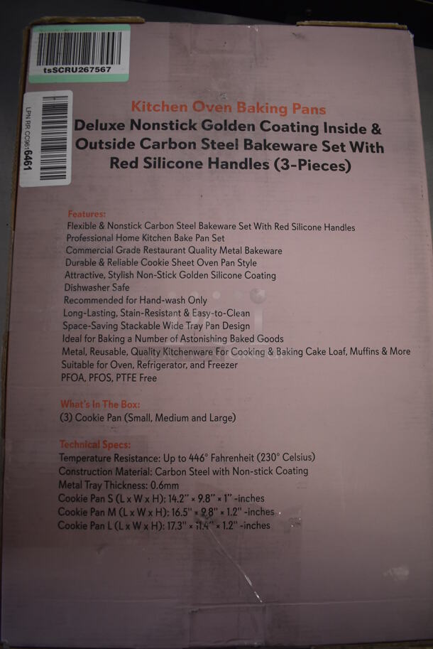 Box of BRAND NEW! Nutrichef NCRL3SGD Baking Pan Set - Image 4 of 5