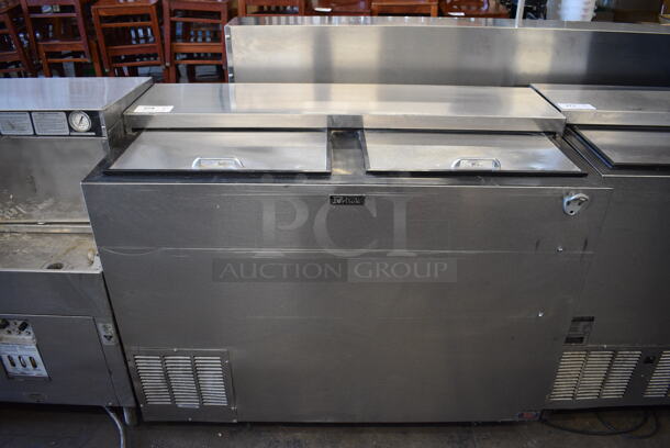 Perlick Model BC48 Stainless Steel Commercial Back Bar Bottle Cooler on Commercial Casters. 115 Volts, 1 Phase. 48x24.5x38. Tested and Working!