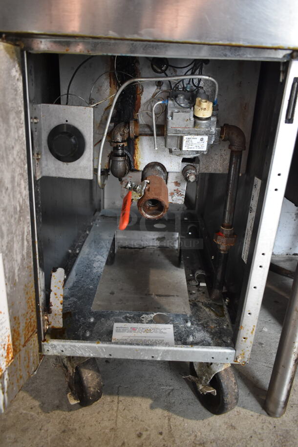 2019 Frymaster GF14SD Stainless Steel Commercial Floor Style Natural Gas Powered Deep Fat Fryer on Commercial Casters. 100,000 BTU.  - Image 5 of 6