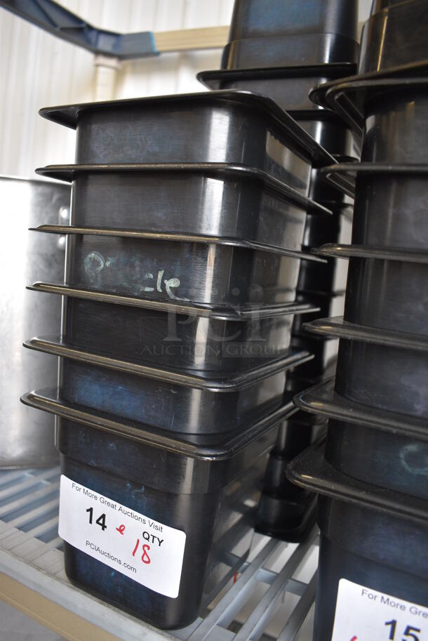 ALL ONE MONEY! Lot of 18 Cambro Black Poly 1/6 Size Drop In Bins! 1/6x6 - Image 4 of 4