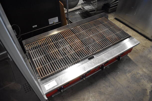 Avantco ATRC-48 Stainless Steel Commercial Countertop Natural Gas Powered Charbroiler Grill. 140,000 BTU.  - Image 2 of 5