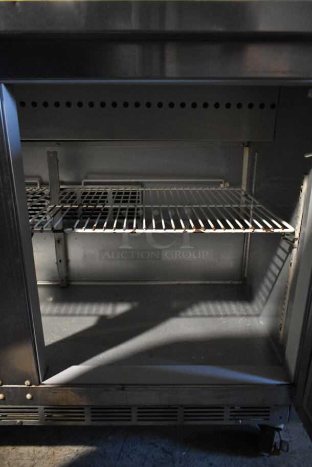 Beverage Air SPE48-10 Stainless Steel Commercial Sandwich Salad Prep Table Bain Marie Mega Top on Commercial Casters. 115 Volts, 1 Phase. Tested and Powers On But Does Not Get Cold - Image 5 of 6
