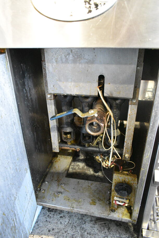 Royal Stainless Steel Commercial Natural Gas Powered Floor Style Deep Fat Fryer on Commercial Casters.  - Image 2 of 5