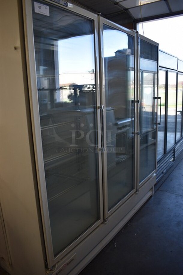 Carrier Refrigeration Pulse Model ULG808CEXT-5 Metal Commercial 3 Glass Door Reach In Cooler Merchandiser w/ Poly Coated Racks. 115/208-230 Volts, 1 Phase. 78x36x79.5. - Image 2 of 6