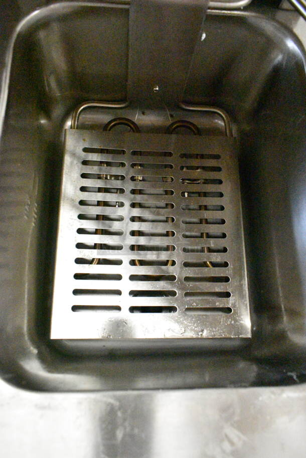 BRAND NEW SCRATCH AND DENT! 2023 Crosson CF-13 Stainless Steel Commercial Countertop Electric Powered 2 Bay Fryer w/ 2 Metal Fry Baskets. 120 Volts, 1 Phase. - Image 5 of 9