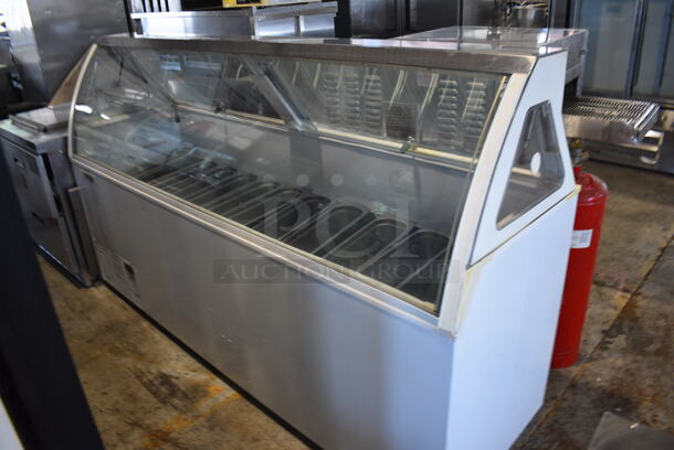 Global Metal Commercial Floor Style Gelato Case Merchandiser w/ Stainless Steel Drop In Bins. 88x27x52. Tested and Does Not Power On - Image 3 of 7