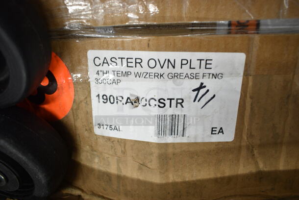 3 BRAND NEW SCRATCH AND DENT! Items Including 460BLKMOBSET Regency 5" Black Polyurethane Swivel Shelving Stem Casters - 4/Pack, 190RA40CSTR 4" High-Temp Swivel Plate Caster with Built-In Zerk Grease Fitting. 3 Times Your Bid!  - Image 8 of 8