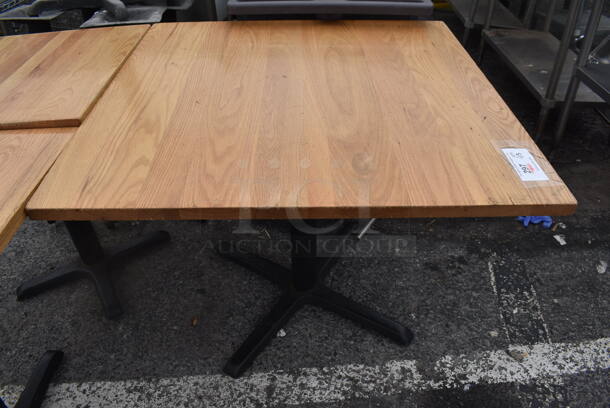 Wooden Dining Height Table on Black Metal Table Base. 36x36x30 - Image 1 of 4