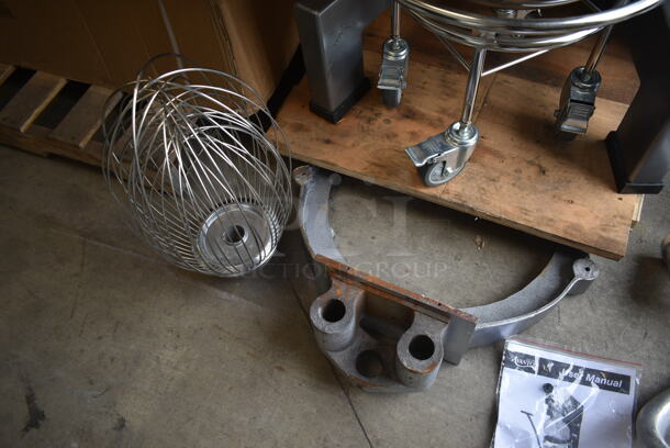 BRAND NEW SCRATCH AND DENT! Avantco 177MX60 Metal Commercial Floor Style 60 Quart Planetary Dough Mixer w/ Stainless Steel Mixing Bowl, Bowl Guard, Extra Bowl Support Piece, Dolly, Dough Hook, Paddle and Whisk Attachments. 240 Volts, 3 Phase. Tested and Working! - Image 12 of 12