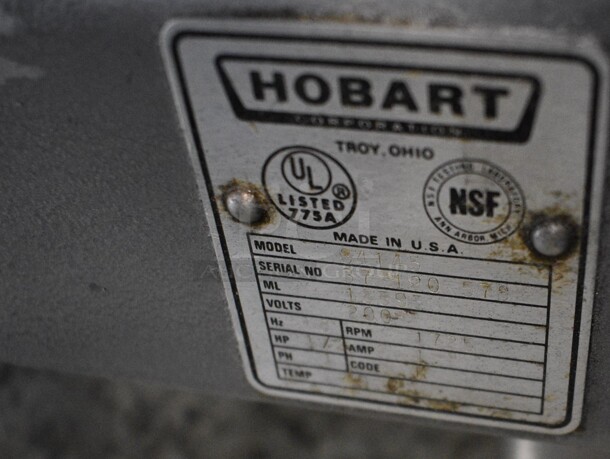 Hobart Model 84145 Metal Commercial Countertop Buffalo Chopper w/ S Blade. 200 Volts, 1 Phase. 32x17x17 - Image 6 of 7