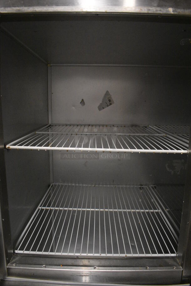 Traulsen Model G20000MC Stainless Steel Commercial 4 Half Size Door Reach In Cooler w/ Poly Coated Racks on Commercial Casters. 115 Volts, 1 Phase. 52x35x84. Tested and Working! - Image 3 of 10
