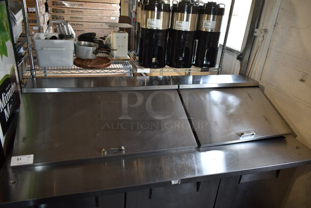 2017 True TSSU-72-30M-B-ST Stainless Steel Commercial Sandwich Salad Prep Table Bain Marie Mega Top on Commercial Casters. 115 Volts, 1 Phase. Tested and Working! - Image 2 of 8