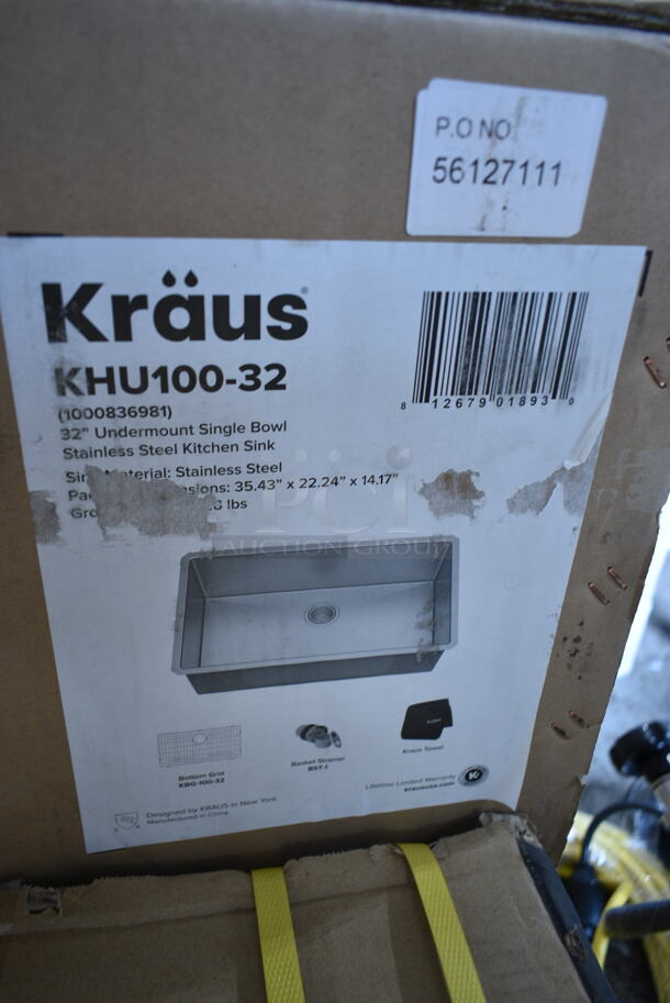 BRAND NEW SCRATCH AND DENT! Kraus KHU100-32 Standart PRO 16-Gauge Undermount Single Bowl Stainless Steel Kitchen Sink - Image 3 of 4