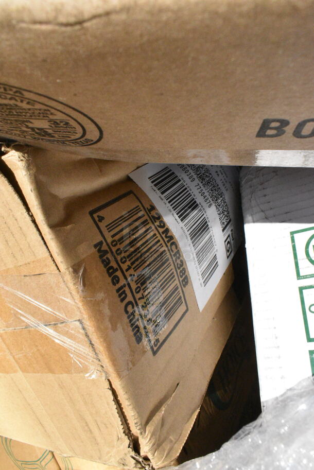 28 BRAND NEW Boxes Including 395RP10CPF EcoChoice No PFAS Added 10" Natural Bagasse Blend 3 Compartment Plate - 500/Case, 1501405NAT Choice 2 3/4" x 10" Kraft Disposable Silverware / Bakery / Churro Bag - 2000/Case, 433HLFHCAKE Choice 1/2 Size High Dome Sheet Cake Display Container with Clear Dome Lid - 25/Case, 966UPWIDEKFT OneUp by Choice Kraft 2-Ply Wide Interfold 6 1/2" x 8 1/2" Dispenser Napkin - 6000/Case, 395RP09W Choice Plates, 500LFLAT Choice 32 oz. Clear PET Plastic Flat Lid with No Straw Slot - 500/Case, 129MCR38B Choice 38 oz. Black Round Microwavable Heavy Weight Container with Lid - 150/Case, 394365M Noble Products Powder-Free Disposable Clear Vinyl Gloves for Foodservice - Medium - 1000/Case, 760PCC09 Choice 9 oz. Poly Paper Cold Cup - 2000/Case, 433CARRIER4 Choice Pulp Fiber 4 Cup Carrier - 300/Case, 500CC12 Choice Clear PET Customizable Plastic Cold Cup - 12 oz. - 1000/Case, 5012433M1 Lavex Li'l Herc 12-16 Gallon 1 Mil 24" x 33" Low Density Medium-Duty Clear Can Liner / Trash Bag - 250/Case, 130WHKSH Choice White Heavy Weight Wrapped Plastic Cutlery Pack - 500/Case, 500TO993C3 Choice 9" x 9" x 3" Microwaveable 3-Compartment Black / Clear Plastic Hinged Container - 100/Case. 28 Times Your Bid!  - Image 11 of 12