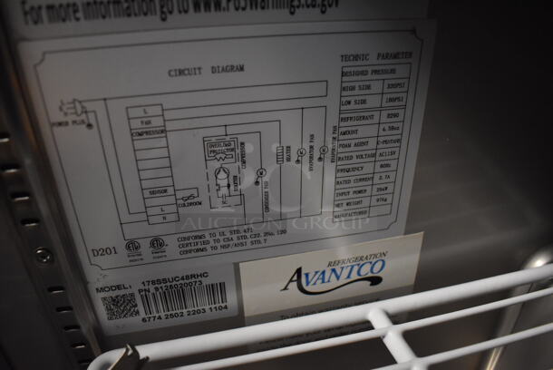 BRAND NEW SCRATCH AND DENT! Avantco 178SSUC48RHC Stainless Steel Commercial 2 Door Undercounter Cooler on Commercial Casters. 115 Volts, 1 Phase. 48x30x32. Tested and Working! - Image 4 of 8