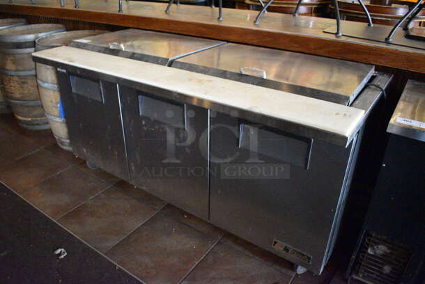 2011 True TSSU-72-30M-B-ST Stainless Steel Commercial Pizza Prep Table on Commercial Casters. BUYER MUST REMOVE. 115 Volts, 1 Phase. 72x34x38. Item Was in Working Condition on Last Day of Business. (Susquehanna Ale House) - Image 2 of 9