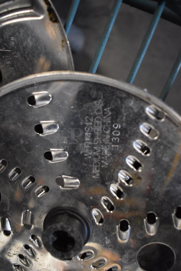 ALL ONE MONEY! Lot of Parts to Food Processor Including 8 Various Blades, 2 Covers and Bowl. Includes 9x10x12 - Image 4 of 6