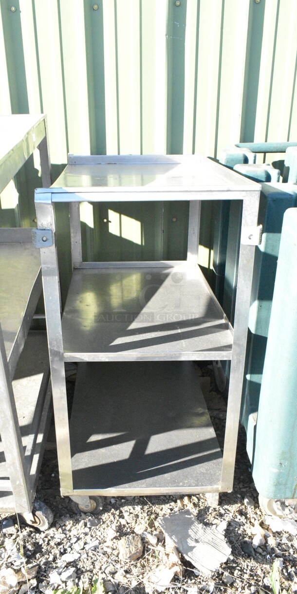 3 Various Metal Items Including Table and Two 3 Tier Carts. Includes 16x27x32, 27x32x27, 15x31x34. 3 Times Your Bid!  - Image 2 of 9