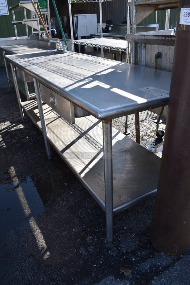 Stainless Steel Table w/ Sink Basin, Faucet, Handles, Drawer and Under Shelf. 96x30x35. Bay 16x20x10 - Image 2 of 6