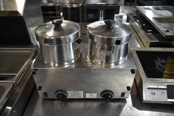 Server TWIN FS-4 Stainless Steel Commercial Countertop 2 Well Food Warmer w/ Drop Ins and Lids. 120 Volts, 1 Phase. Tested and Working!