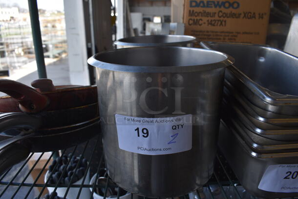2 Stainless Steel Cylindrical Drop In Bins. 8.5x8.5x7.5. 2 Times Your Bid!