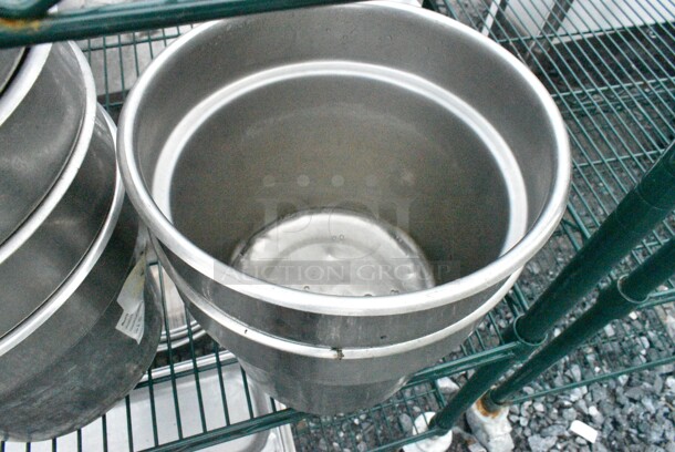 Green Finish 5 Tier Wire Shelving Unit on Commercial Casters w/ Contents Including Stainless Steel Cylindrical Bins and Stainless Steel Drop In Bins. BUYER MUST DISMANTLE. PCI CANNOT DISMANTLE FOR SHIPPING. PLEASE CONSIDER FREIGHT CHARGES. - Image 4 of 8