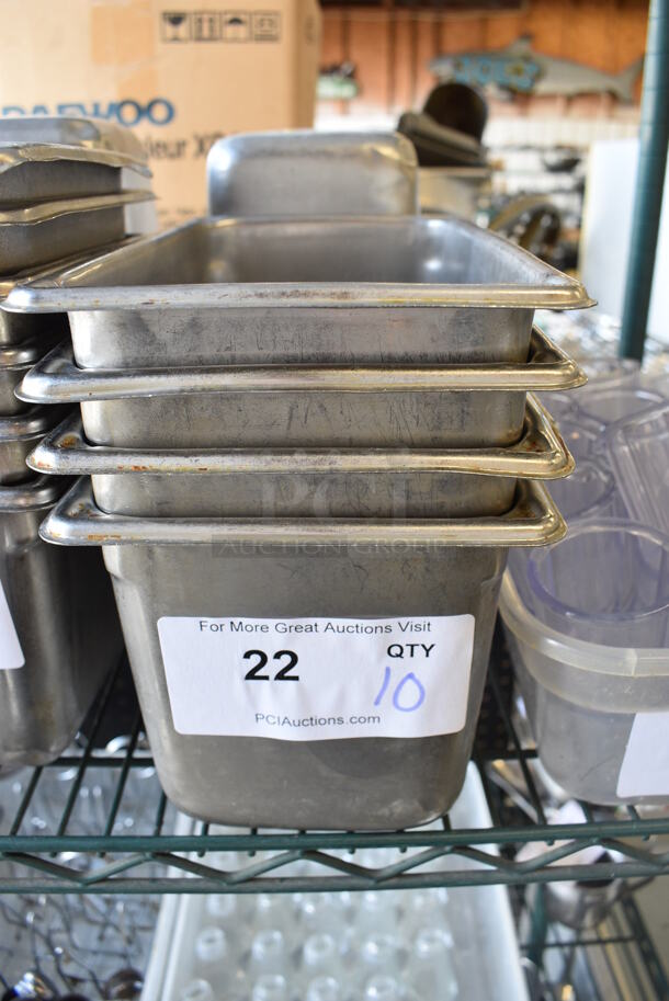 10 Stainless Steel 1/4 Size Drop In Bins. 1/4x6. 10 Times Your Bid!