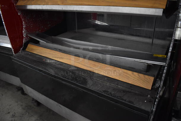 Fri-jado MD40-4 SB Stainless Steel Commercial Floor Style Open Grab N Go Heated Merchandiser w/ Metal Shelves on Commercial Casters. Both Side Panels Have Damage - See Pictures. 208 Volts, 1 Phase. 39.5x30.5x79 - Image 3 of 8