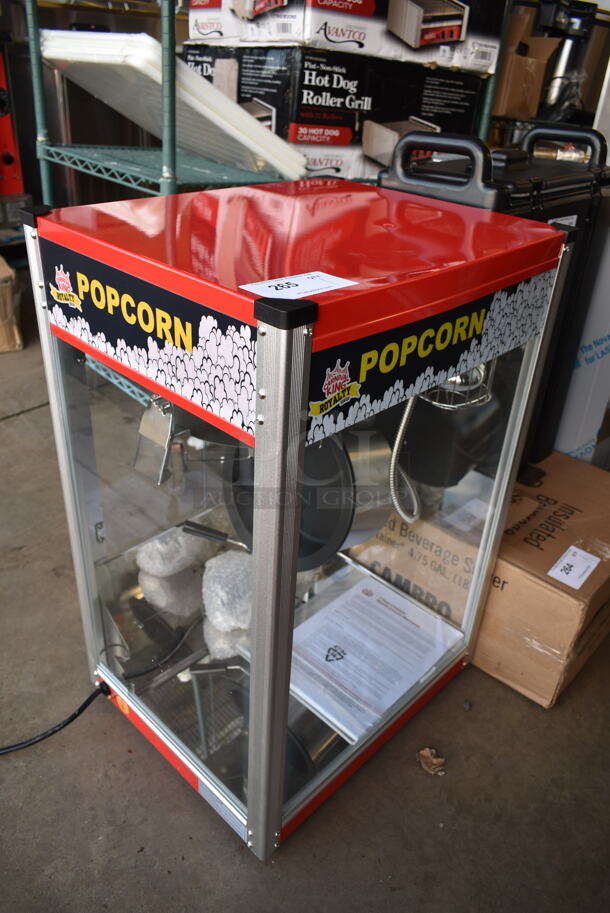 BRAND NEW SCRATCH AND DENT! 2023 Carnival King 382PM50NR Stainless Steel Royalty Series 12 oz. Red Commercial Popcorn Machine / Popper. 110 Volts, 1 Phase. Tested and Working! - Image 3 of 6
