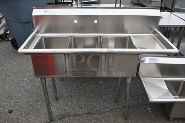 BRAND NEW SCRATCH AND DENT! KoolMore SC121610-12R3 Stainless Steel Commercial 3 Bay Sink w/ Right Side Drain Board. Bays 12x16x10. Drain Board 10x18x1