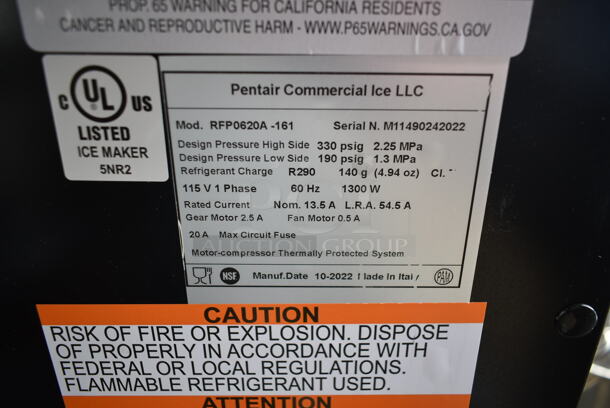 BRAND NEW SCRATCH AND DENT! 2022 Pentair RFP0620A-161 Stainless Steel Commercial Flake Ice Cube Ice Machine Head. 115 Volts, 1 Phase.  - Image 8 of 8