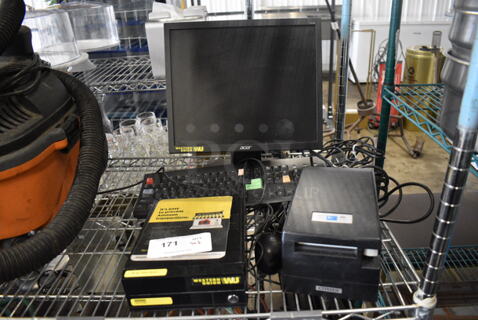 Acer 17" Computer Monitor, Computer Tower, Keyboard, Mouse and Citizen Model CT-S200 Receipt Printer