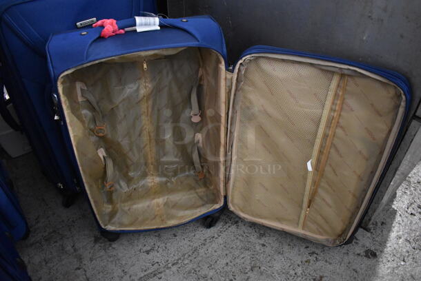 ALL ONE MONEY! Lot of 4 Various Sized Wisdom Blue Travel Luggage Bags. Includes 20x13x34 - Image 6 of 6