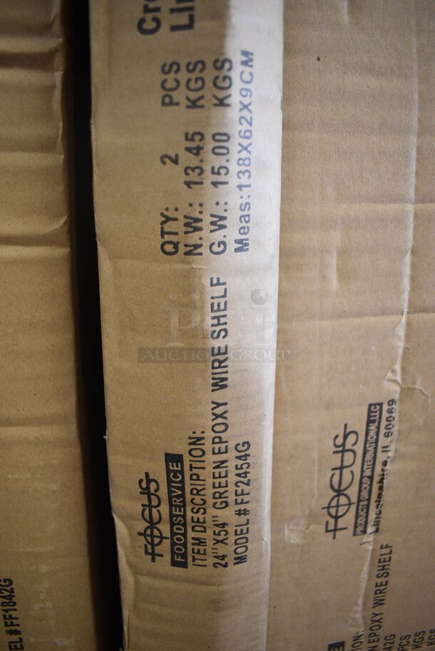 ALL ONE MONEY! Lot of 2 BRAND NEW IN BOX! Focus Green Finish Wire Shelves. 54x24x1.5 - Image 3 of 3