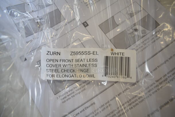 BRAND NEW SCRATCH AND DENT! White Toilet w/ Zurn Z5955SS-EL Toilet Seat and Zurn Flush Valve.  - Image 7 of 8