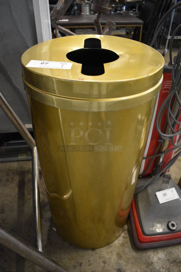 Gold Colored Metal Trash Can Shell. 15x15x30.5